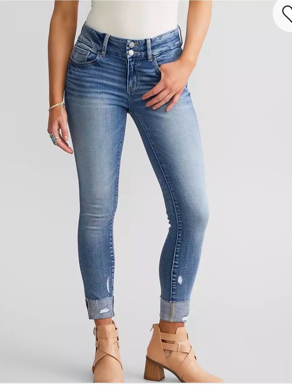 BKE Payton Washed Light Blue Ankle Skinny Jeans